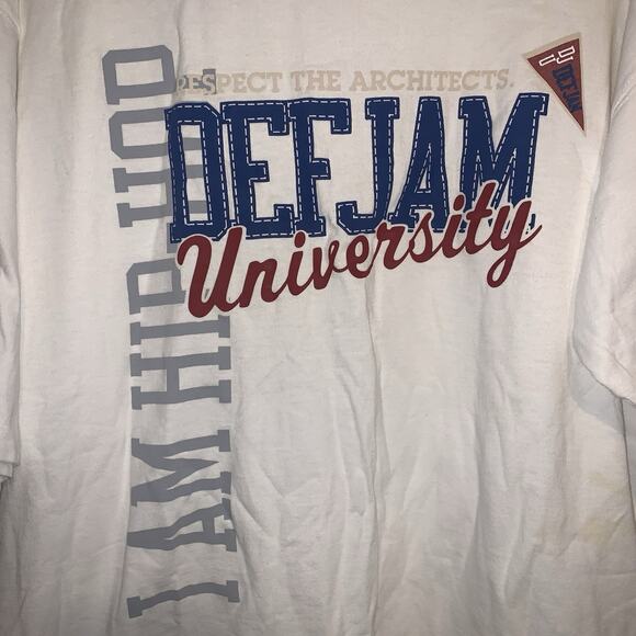 Vintage Y2K Def Jam University Embroidered White Short Sleeve T-Shirt XL - Picture 4 of 5